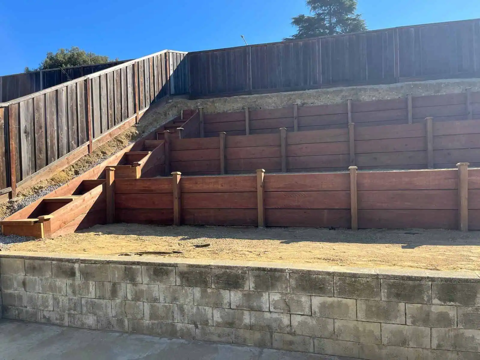 Durable wooden retaining walls enhancing landscape safety and aesthetics.